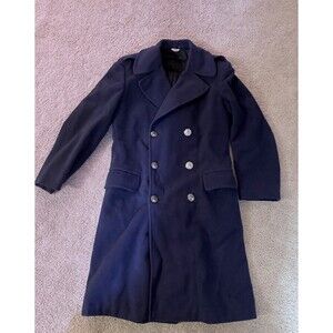 US AIR FORCE COAT MEN'S BLUE WOOL VELOUR OVERCOAT Vintage BLUE 1085 Sz 33L